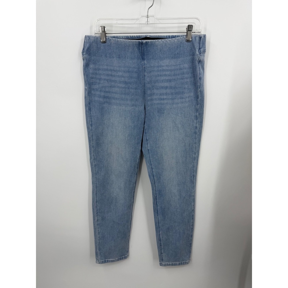 Soft Surroundings Pull On Denim Leggings Womens PM Blue Light Wash Stretch